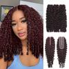 Syrenlore #99J Burmese Curly Bundles and 2x6 Closure Human Hair 14 16 18+14 Inch, 15A Dark Burgundy 3 Bundles and Closure Long Deep Part with 3C4A Water Wave Spiral Ends view 1