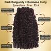 Syrenlore #99J Burmese Curly Bundles and 2x6 Closure Human Hair 14 16 18+14 Inch, 15A Dark Burgundy 3 Bundles and Closure Long Deep Part with 3C4A Water Wave Spiral Ends view 3