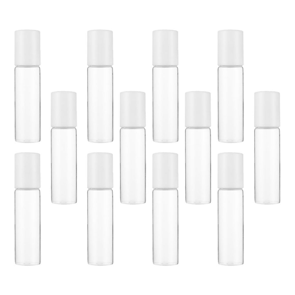 TIDTALEO 12Pcs 5Ml Glass Roller Bottles for Essential Oils Refillable Empty Rollerball Bottles with Beads for Travel and Home Use