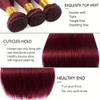 99J Bundles Human Hair Burgundy 24 26 28 inch Straight Bundle Human Hair Dark Burgundy 3 Bundles 50 Gram Per Bundle 150g Total Brazilian Virgin Remy Hair view 3