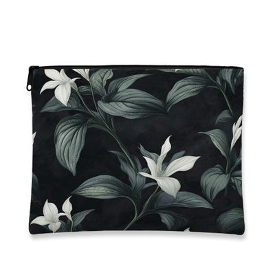 Floral Makeup Bag, Vintage Elegant Cosmetic Travel Pouch for Women, Portable Canvas Zipper Organizer, Winter Skincare Toiletry Bag 7x9 Inch