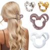 4PC Mouse Lady Thick Hair Barrette Vintage Cream Acrylic Hair Claw Jaw Clip view 1