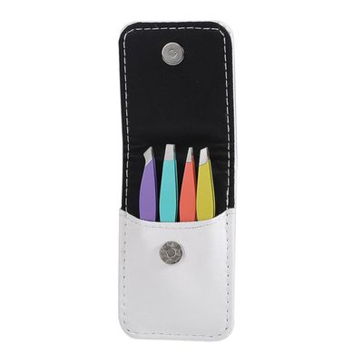 IWOWHERO Colored Eyebrow Tweezers 4pcs Set Stainless Steel Beauty Tool Eyebrow Clip for Precise Grooming and Makeup Supplies Suitable for Women Salon and Home Use