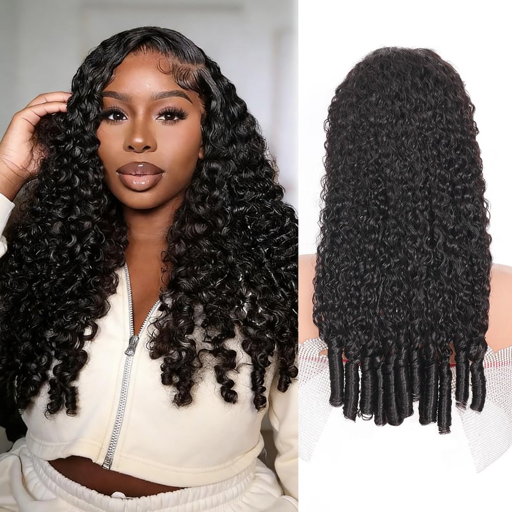 Burmese Curly Human Hair Wig, 13x4 HD Lace Frontal, Water Wave Lace Front for Black Women, 100% Human Hair with Spiral End, Natural Color (28 inch)