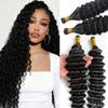I Tip Hair Extensions Wavy Human Hair Natural Black 16 Inch Microlink Invisible Stick Tipped Pre Bonded Human Hair Extension for Women 100strands 50g Cold Fusion Tipped Hair Bundles Deep Wave view 1