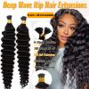I Tip Hair Extensions Wavy Human Hair Natural Black 16 Inch Microlink Invisible Stick Tipped Pre Bonded Human Hair Extension for Women 100strands 50g Cold Fusion Tipped Hair Bundles Deep Wave view 3