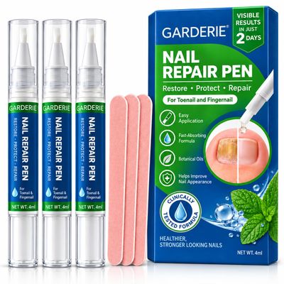 Premium Pack of 3 Nail Treatment Pens with 3 Files Toenail Care & Repair for Damaged Yellow Discolored Thick Brittle Nails Renewal Solution Gifts for fathers, husbands, women, and men