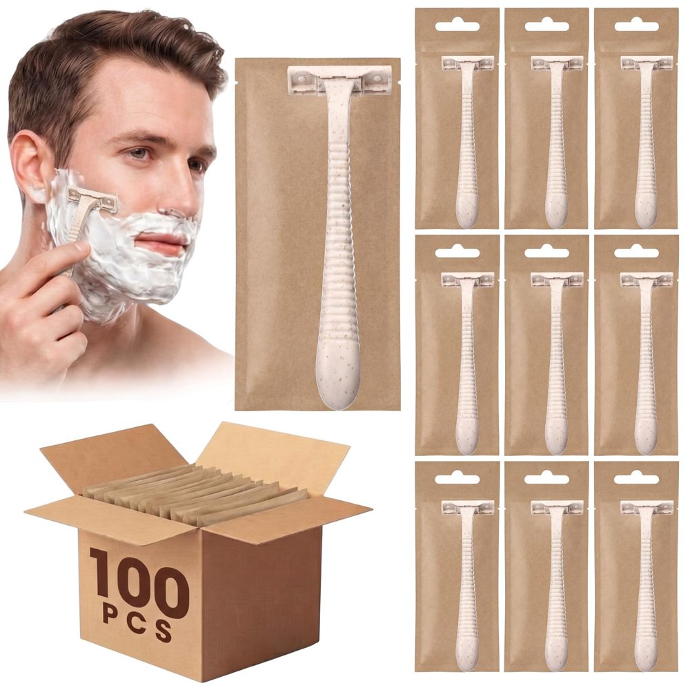 LemonRoad 100 Pcs Individually Wrapped Disposable Razors Bulk for Women Men