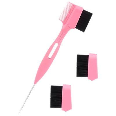 IWOWHERO Double-Headed Portable Eyebrow Comb Brush with Replaceable Head, Pink Eyebrow Brush and Hair Edge Comb for Women, PVC Case Included, Travel-Friendly Brow Grooming Tool