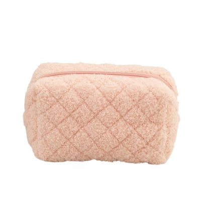 Cute Makeup Bags, Portable Fluffy Cute Small Cosmetic Bag with Dividers and Zipper,Wideopen Plush Waterproof Travel Toiletry Bag for Women for Traveling Skincare Essentials Accessories Toiletries
