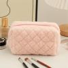 Cute Makeup Bags, Portable Fluffy Cute Small Cosmetic Bag with Dividers and Zipper,Wideopen Plush Waterproof Travel Toiletry Bag for Women for Traveling Skincare Essentials Accessories Toiletries view 3