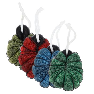 IWOWHERO 4Pcs Turtle-Shaped Bath Flowers Shower Foaming Balls Soft Dual-Color Bath Scrubbers for Back Exfoliating Bathroom Supply Home Use
