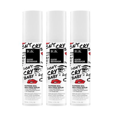 IGK Good Behavior Supreme Seal Smoothing Serum, Anti-Frizz Heat Protectant for All Hair Types, Humidity-Blocking Shine, (3-Pack)