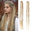 NICENEEDED 2 PCS Clip in Braid Hair Extensions, 20 Inch Light Blonde Braid Hair Extensions 4 Braids on One Clip, Boho Dreadlock Front Side Clip in Hair Extensions for Women Daily Use Party view 1