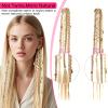NICENEEDED 2 PCS Clip in Braid Hair Extensions, 20 Inch Light Blonde Braid Hair Extensions 4 Braids on One Clip, Boho Dreadlock Front Side Clip in Hair Extensions for Women Daily Use Party view 3