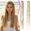 NICENEEDED 2 PCS Clip in Braid Hair Extensions, 20 Inch Light Blonde Braid Hair Extensions 4 Braids on One Clip, Boho Dreadlock Front Side Clip in Hair Extensions for Women Daily Use Party view 4