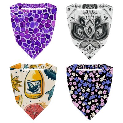 RODAILYCAY Hello Summer Pineapple Watermelon Background 4 PCS Hair Scarfs, Elastic Hair Scarf Headband, Triangle Kerchief, Head Hairband Bandanas