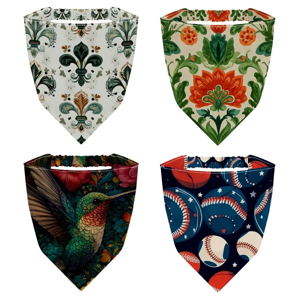 RODAILYCAY 4 PCS Hair Scarf Headband, Chiffon Triangle Head Scarf, Bird Non Slip Hair Bandanas Kerchief