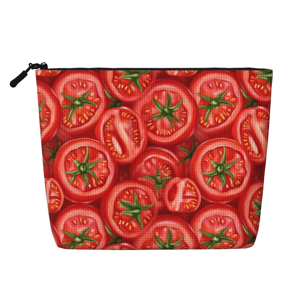 Guxmivon Cute Red Tomato Novelty Small Makeup Bag For Travel Purse Cute Linen Cosmetic Bag For Women Toiletry Bags Make Up Organizer Pouch
