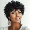 Ladyrite Short Bob Wig with Curly Kinky Afro Texture & Bangs - 150% Density Human Hair, Glueless No-Lift Bonding & Rose Net for African & All Beige Tones, Easy Put On & Go view 2
