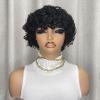 Ladyrite Short Bob Wig with Curly Kinky Afro Texture & Bangs - 150% Density Human Hair, Glueless No-Lift Bonding & Rose Net for African & All Beige Tones, Easy Put On & Go view 3