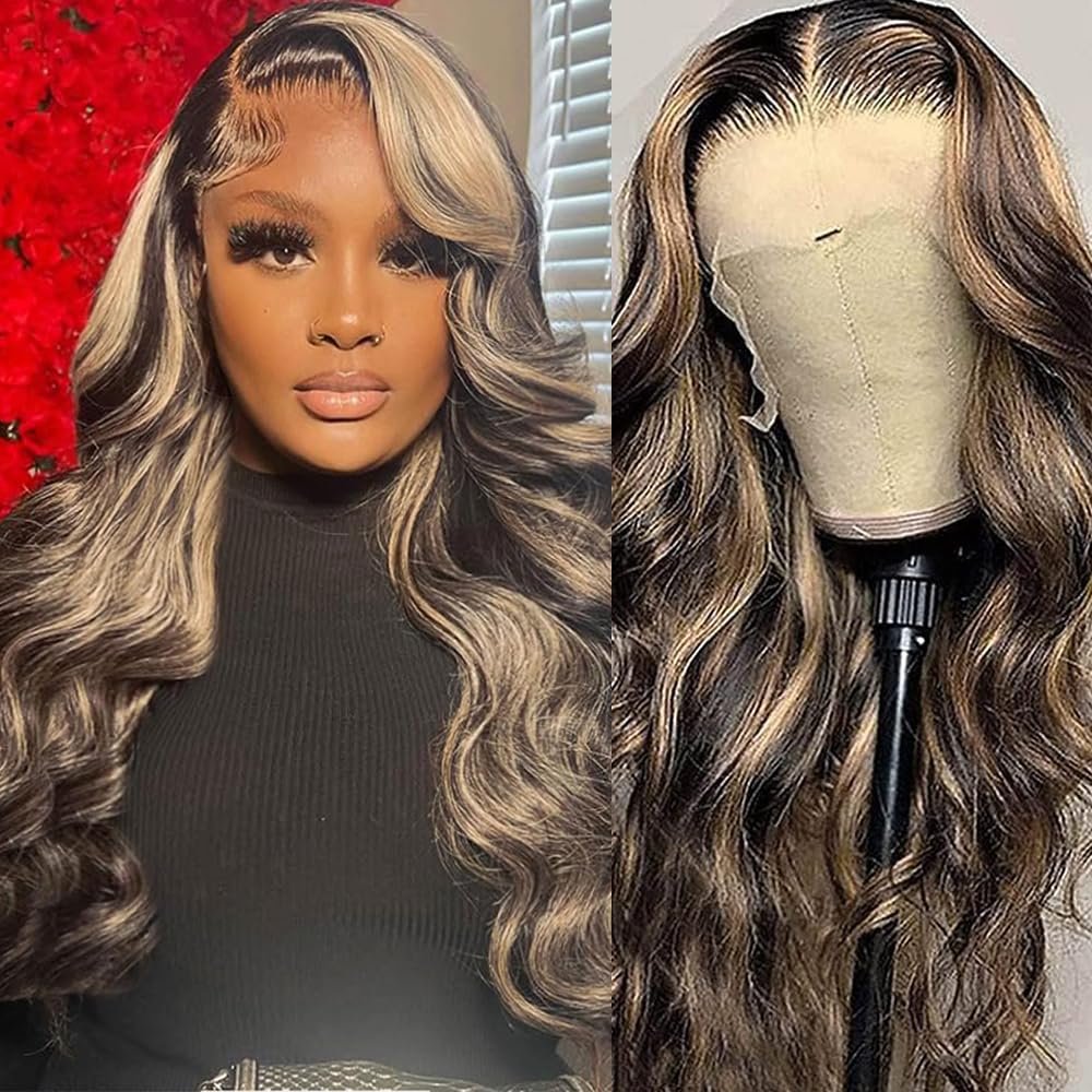 Durgio FB/27# Highlight 13X6 Body Wave Lace Front Wig Human Hair 22 Inch