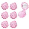 Frinnovan 6 Pack Shell Shaped Pokect Mirror Travel Compact Folding Mirrors with Hair Brush Purse Mini Cosmetic Lashes Makeup Portable Mirrors for Women Wedding Party Pink & Blue & Purple (Pink) view 1
