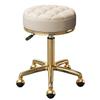 Rolling Stool Swivel Salon Chair, Leather Cushion, Gold Chrome Frame for Spa, Office, Massage, Manicure, Tattoo view 1