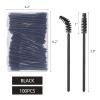 100 Pcs Mascara Wands Disposable Eyelash Brush Spoolies for Eye Lash Extensions Applicators with Container - Black view 2