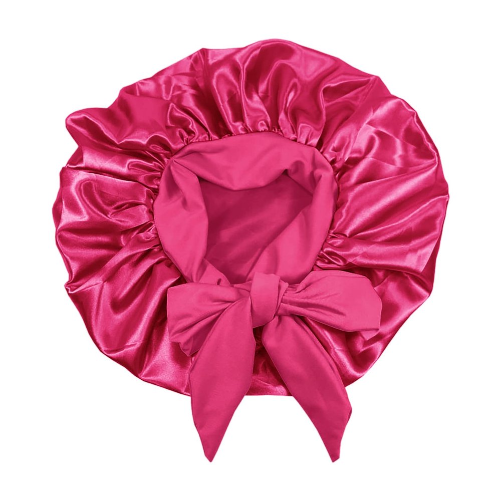 Double Layer Silk Bonnet Women Comfortable Non-Slip Sleep Curly Natural Hair Caps with Tie Band Scrunchies