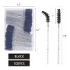 100 Pcs Eyelash Brush Disposable Mascara Wands, Crystal Eyebrow Spoolies Brush for Extensions, Black Lash Brushes with Container view 2