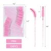 100 Pcs Disposable Mascara Wands Eyelash Brush Spoolies for Eye Lash Extensions Applicators with Container - Pink view 2