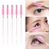 100 Pcs Disposable Mascara Wands Eyelash Brush Spoolies for Eye Lash Extensions Applicators with Container - Pink view 4