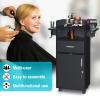Salon Trolley Cart - Professional Hairdressing Rolling Cart with Tool Holders, Swivel Wheels, Black Salon Storage Cabinet for Beauty, Barbershop, Mobile Stylist, Heavy Duty Rolling Organizer Carts view 3