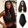 ME-U Headband Wig Human Hair Kinky Straight Guleless Wigs for Black Women Wear and Go 180% Density Yaki Straight Wig No Lace Natural Black Color 24inch view 1