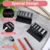 5 Hole Makeup Pencil Sharpener 2 Pcs Eye Liner Sharpener Tool with Plastic Lid Cosmetic Long Point Manual Eye Pencil Sharpener for Women Eyeliner Lip Liner and Eyebrow Pencils Black view 3