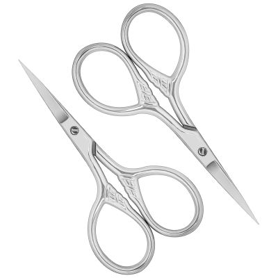 Stainless Steel Small Scissors with Textured Handle, Small Scissors Eyebrow-Scissors, Tiny-Scissors for Grooming, Eyebrow, Facial Hair Beard, Arts, Crafts 2 PCS