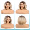 Luwila 12 Inch Curtain Bangs Layered Bob Fashion Wigs for Women, Synthetic Hair with Heat Resistant Fiber & Breathable Net Cap for Daily Style, Cosplay (Blonde) view 4