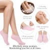 2 Pairs Silicone Moisturizing Socks for Women, Soft Gel Foot Socks for Dry Cracked Feet & Heel, Pink & Beige (Fits Up to Size 10) view 4