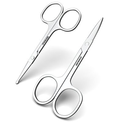 Facial Hair Small Grooming Scissors For Men Women, Eyebrow & Nose Hair Scissors Set, Mirror Finish Stainless Steel Beard & Mustache Scissors for Men for Precision Trimming
