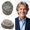 WigVivid Mens Toupee Real Human Hair Piece Fine Mono Toupee Hair for Men Black Browm Blonde Gray Hairpieces for Man 6"X9" #365 3# DARK BROWN WITH 65% SYNTHETIC GREY view 1
