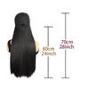 yinxx240708 24" Synthetic Hair Extension Attached Baseball Cap Long Straight Wig Black Hat Hairpiece Wig for Women for Women with Thinning Hair(Natural Black) view 2