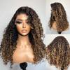 Highlight Honey Blonde Loose Water Wave Transparent HD 13X4 Invisible Lace Front Human Hair Wig Pre Plucked Brazilian Remy Hair Glueless Wig with Bleached Knots 180 Density Loose Curly Wig 22 inch view 1