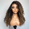 Highlight Honey Blonde Loose Water Wave Transparent HD 13X4 Invisible Lace Front Human Hair Wig Pre Plucked Brazilian Remy Hair Glueless Wig with Bleached Knots 180 Density Loose Curly Wig 22 inch view 2