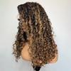 Highlight Honey Blonde Loose Water Wave Transparent HD 13X4 Invisible Lace Front Human Hair Wig Pre Plucked Brazilian Remy Hair Glueless Wig with Bleached Knots 180 Density Loose Curly Wig 22 inch view 3