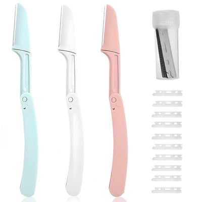 Dermaplaning Razors Tool for Women Face,3 PCS Eyebrow Razor with Replacement of 10 eyebrow trimming blades,Facial Hair Removal for Women13 PCS