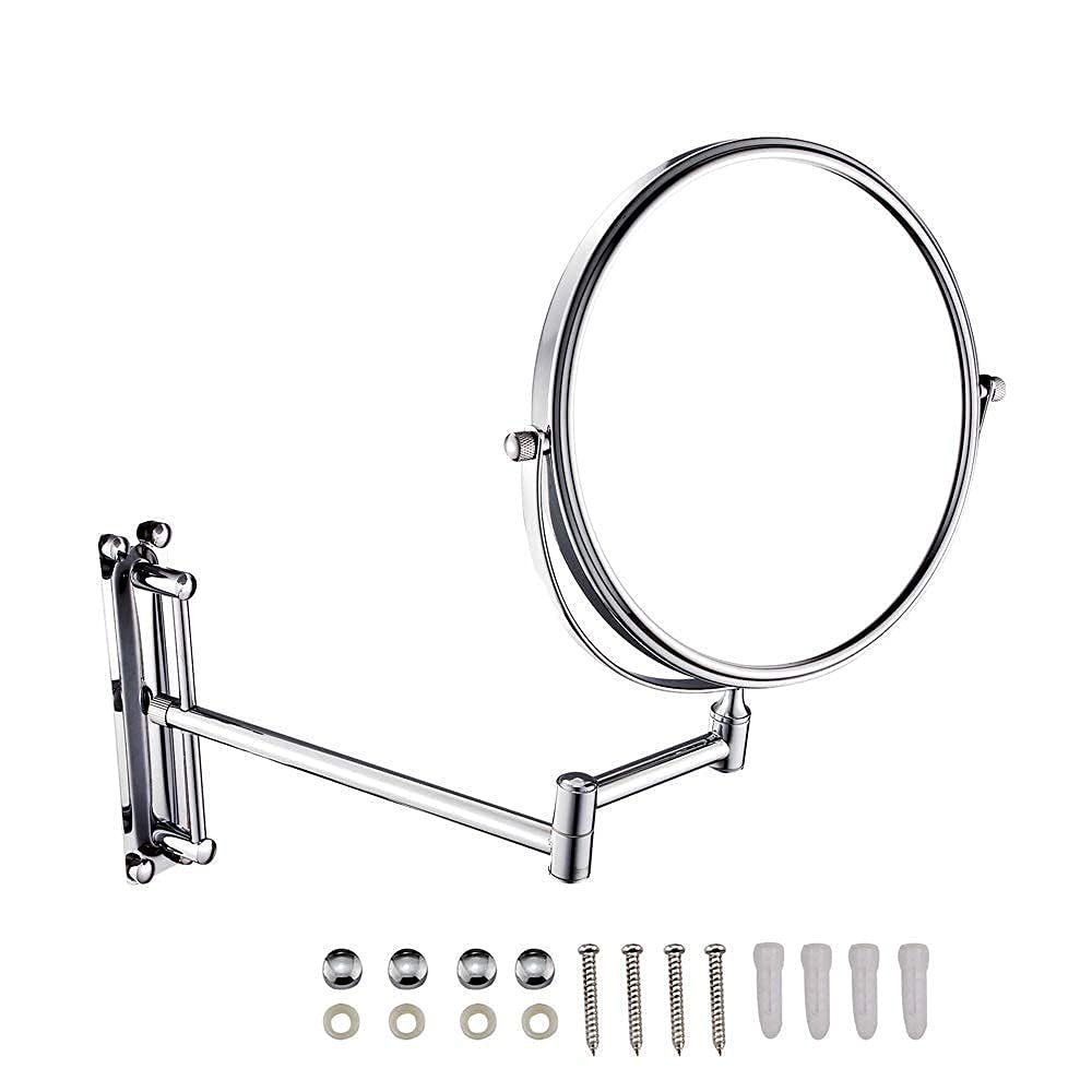 XYBSDBTNR Bathroom Makeup Mirrors, Wall Mounted Brass Double Sided 360 Swivel Magnifying Vanity Shaving Extendable Adjustable(10x)