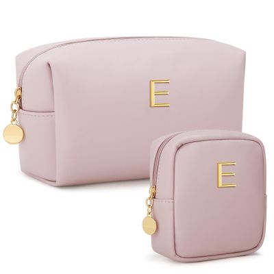 CLOUDWINGS Initial Makeup Bag Set Travel Cosmetic Toiletry Bag for Women