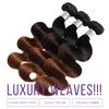AUROO #T1B/2/30 Chestnut Brown Ombre Human Hair 3 Bundles Body Wave, 12A 100% Virgin Hair Thick Track 3 Tone Ombre Medium Auburn Colored Bundles Dark Roots Wavy Sew In 20 22 24 Inch view 4