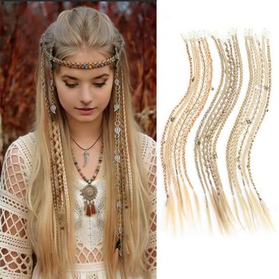 Eliza Clip in Braid Hair Extensions for Women 22 Inch 6 Clip, Golden Blonde